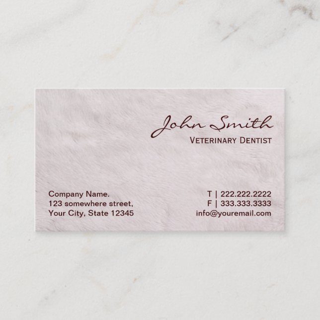 White Fur Veterinary Dentist Business Card (Front)
