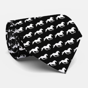 White Galloping Horse   Black Tie
