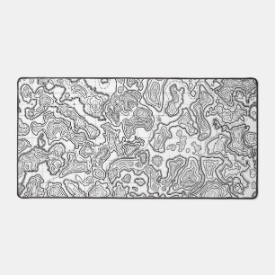 white gaming mouse pad desk pad topographic map