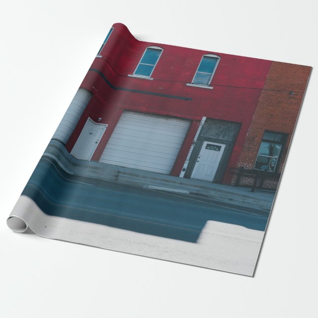 WHITE GARAGE DOORS CLOSED DURING DAYTIME WRAPPING PAPER (Unrolled)