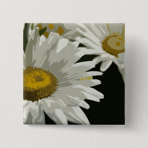 White  Garden Daisy 15 Cm Square Badge