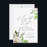 White Garden Floral Save The Date<br><div class="desc">Simply beautiful save the date announcement card featuring white garden florals painted.</div>