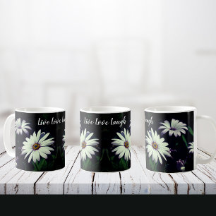 White Garden Flowers Adorable Live Love Laugh Coffee Mug