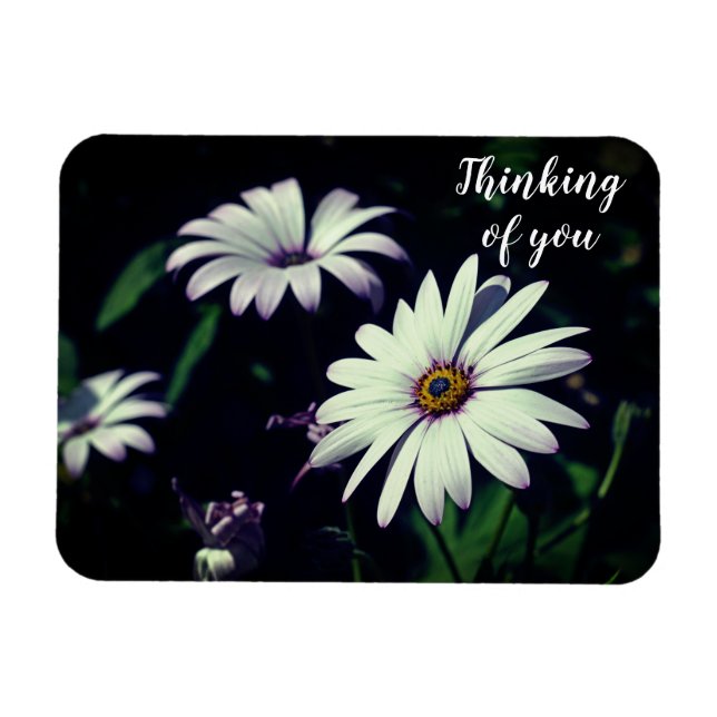 White Garden Flowers Thinking of you Magnet (Horizontal)