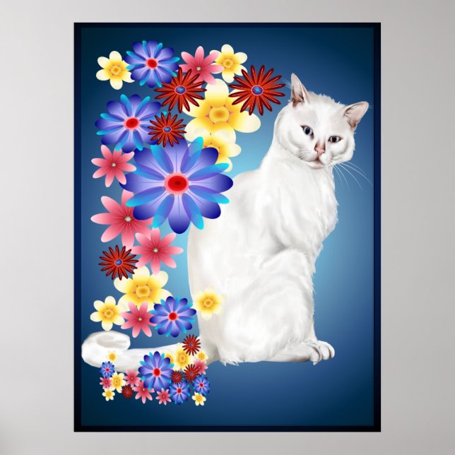 White Garden Kitty Poster (Front)