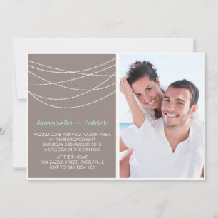 White Garden Lights Photo Engagement Invitation