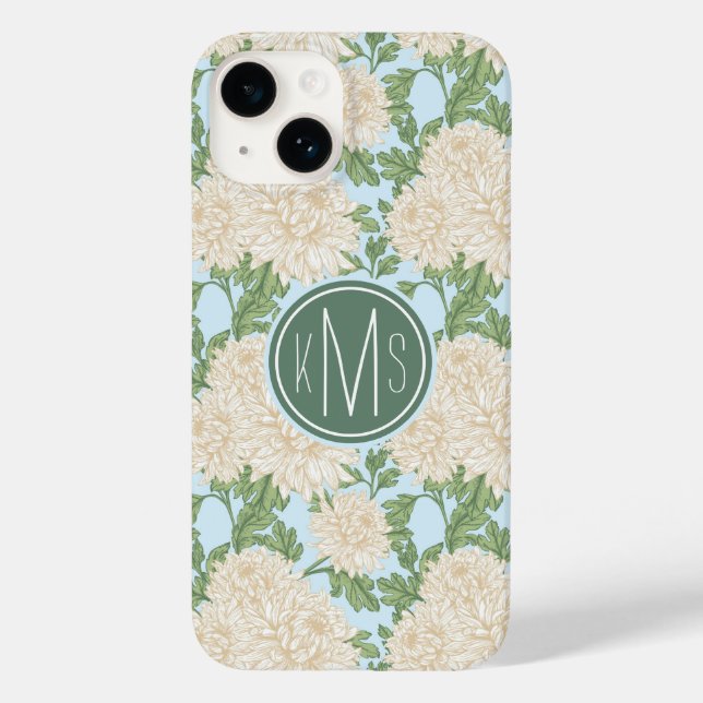 White Garden Mum Flower Pattern Case-Mate iPhone Case (Back)