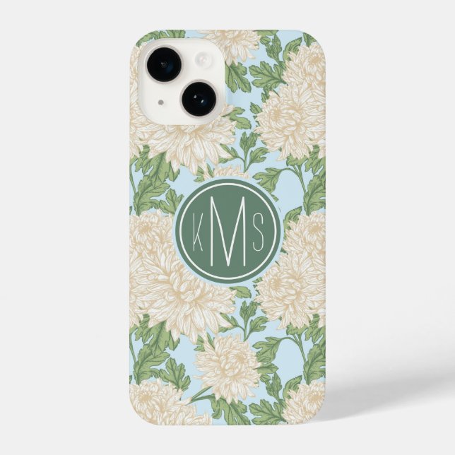 White Garden Mum Flower Pattern iPhone Case (Back)