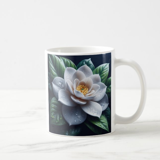 White Gardenia Floral Coffee Mug (Right)