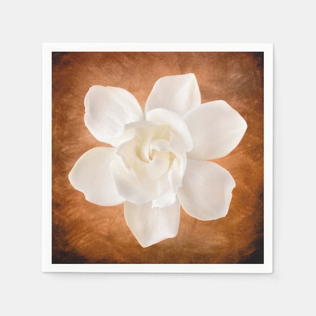 White Gardenia Flower Blossom Floral Napkin (Front)