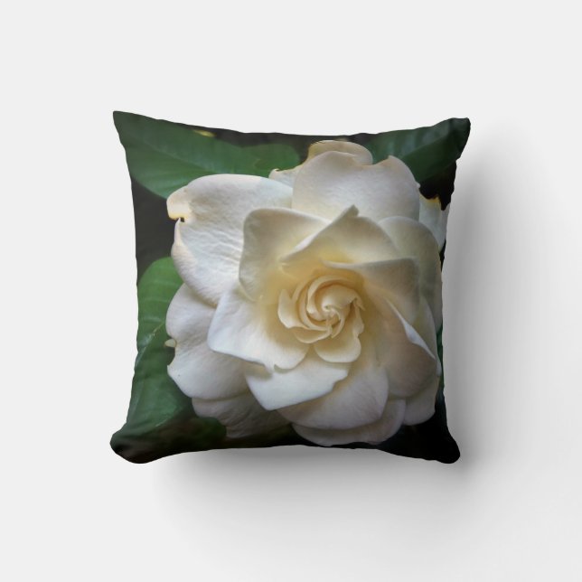White Gardenia Flower Pillows (Front)