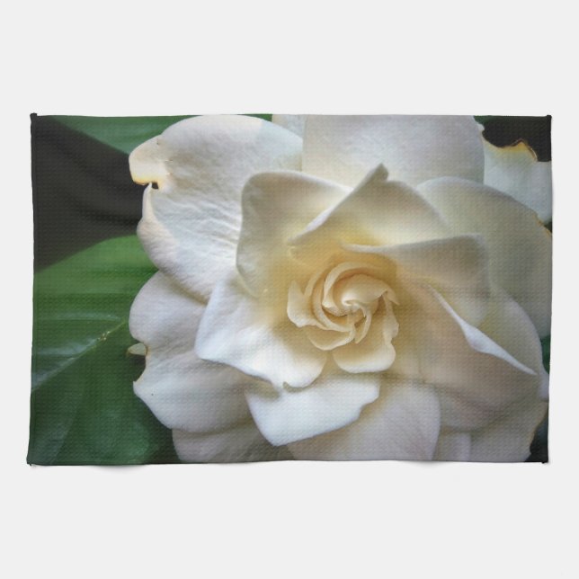 White Gardenia Flower Towels (Horizontal)
