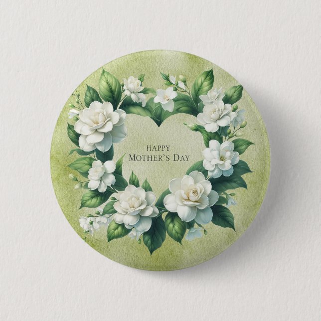 White Gardenia Flowers for Mother's Day 6 Cm Round Badge (Front)