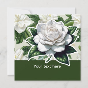 White Gardenia Flowers Holiday Card
