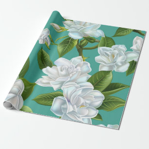 White gardenia flowers wrapping paper