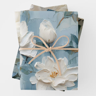 White gardenia flowers wrapping paper sheet