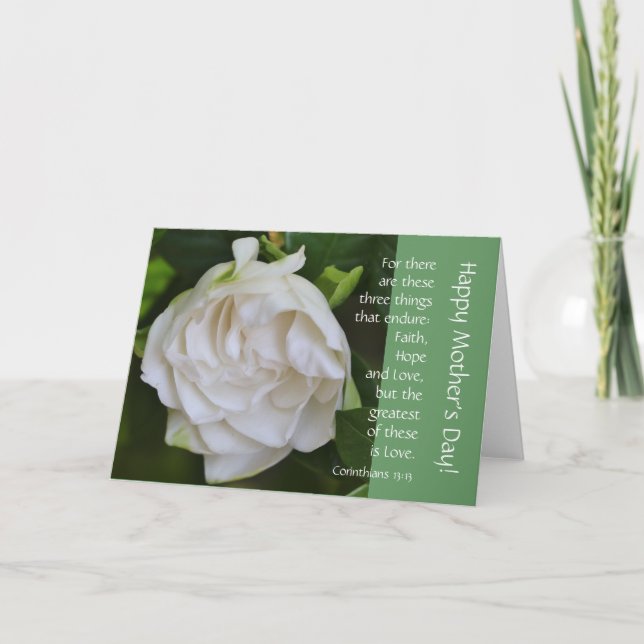 White Gardenia w Verse on Love, Mother's Day Card (Front)