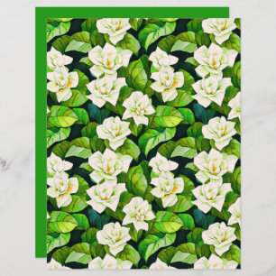 White Gardenias and Jade Green Leaves