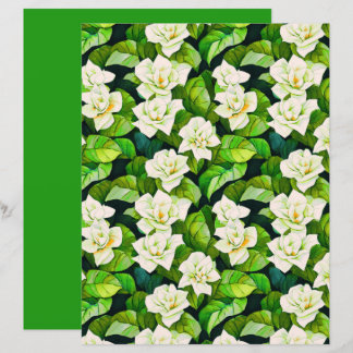 White Gardenias and Jade Green Leaves