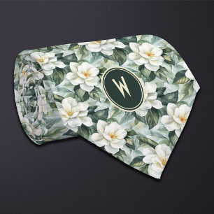 White Gardenias Floral  Tie