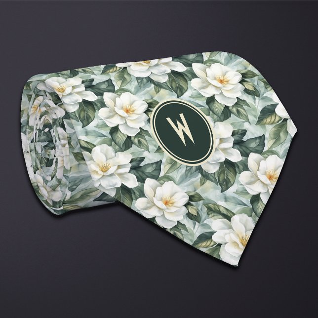 White Gardenias Floral  Tie (Creator Uploaded)