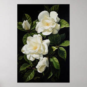White Gardenias Flower Art Print Poster
