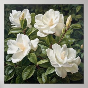 White Gardenias Flower Art Print Poster