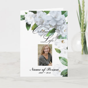 White Gardenias Flowers Floral Funeral Program Programme