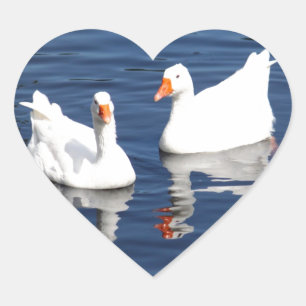 White Geese 9598 Heart Sticker