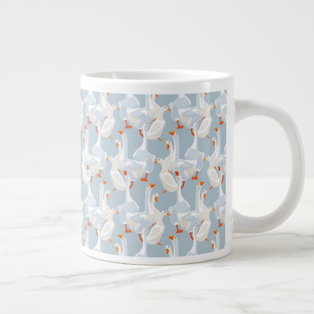 White Geese Pattern Large Coffee Mug (Right)