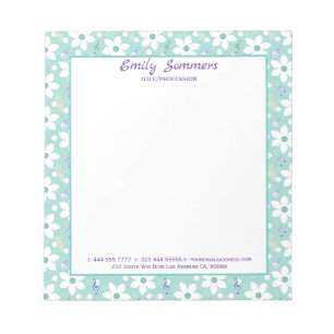 White Gently Flowers Notepad
