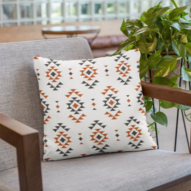 White Geometric Ethnic Pattern Native Indian Style Cushion (Creator Uploaded)