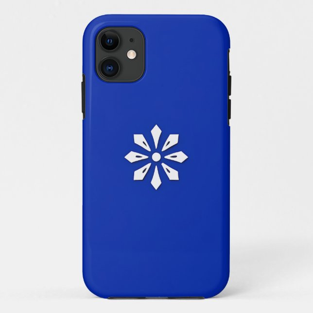 White Geometric Motif on Blue Backdrop Case-Mate iPhone Case (Back)