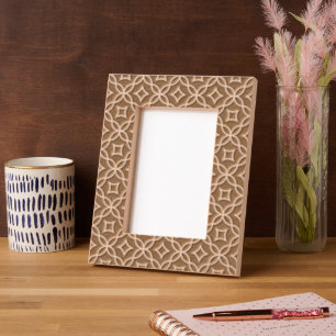 White Geometric Pattern Engraved Frame