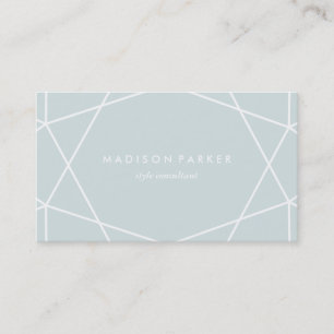 White Geometric Pattern on Mint Green Business Card