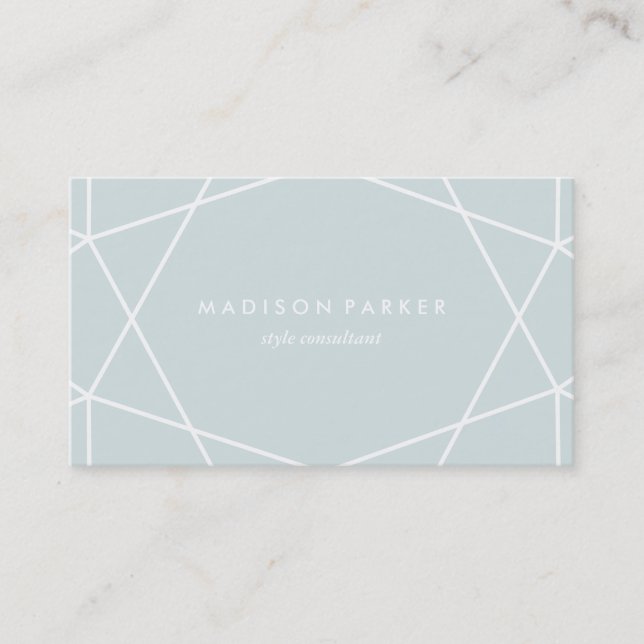 White Geometric Pattern on Mint Green Business Card (Front)
