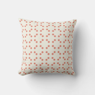 White geometric print with red polka dots  cushion