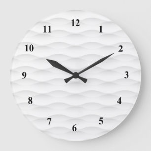 White Geometric Shadowed Background Large Clock