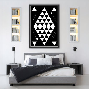 White Geometric Triangles Poster