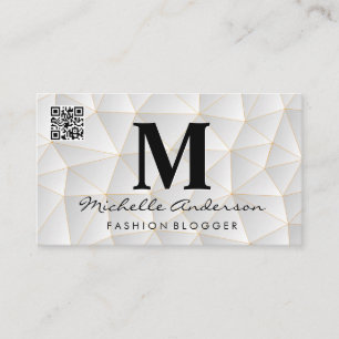 White Geometric Triangles   QR Code Business Card