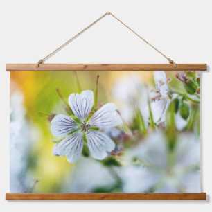 White Geranium Summer Flower Botanical Photograph Hanging Tapestry