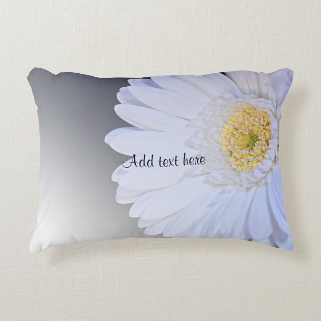 White Gerbera Flower, Customisable Decorative Cushion (Front)