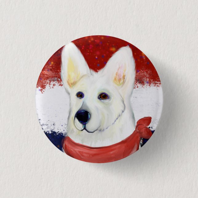  White German Shepherd       3 Cm Round Badge (Front)