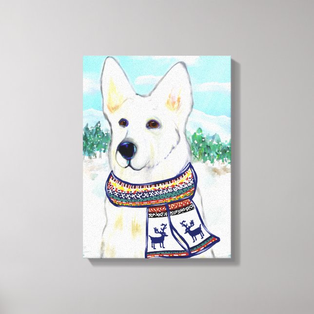White German Shepherd Canvas Print (Front)