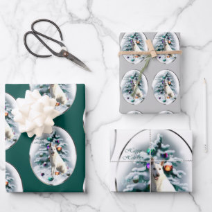 White German Shepherd Christmas Wrapping Paper Sheet