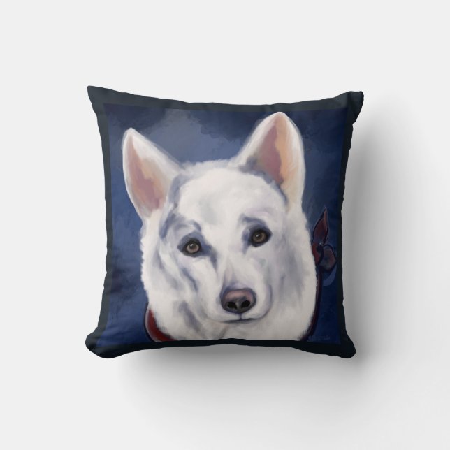 WHITE GERMAN SHEPHERD     CUSHION (Front)