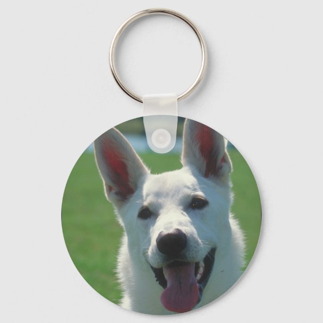 White German Shepherd Dog Key Ring (Front)