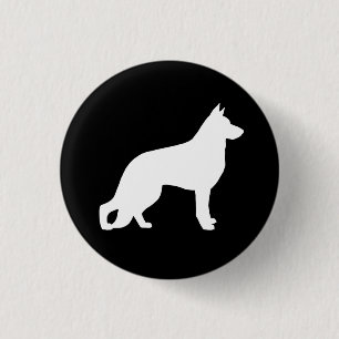 White German Shepherd Dog Silhouette 3 Cm Round Badge