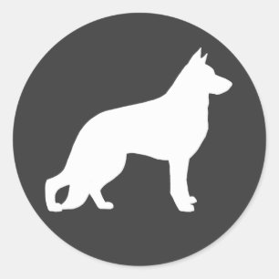 White German Shepherd Dog Silhouette Classic Round Sticker
