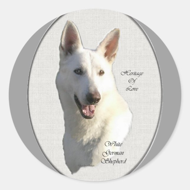 White German Shepherd Gifts Classic Round Sticker (Front)